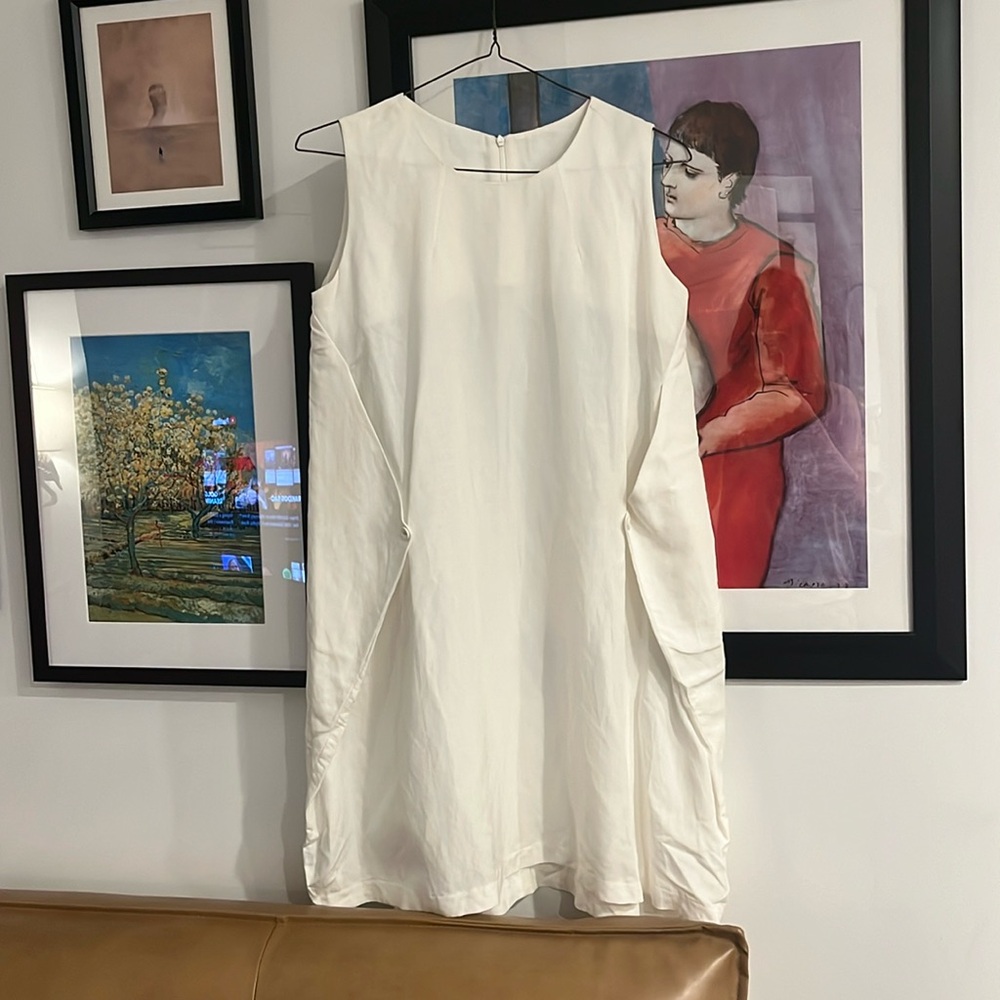 Linen summer dress with button detail